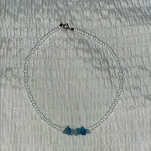 Elegant White and Aquamarine Beaded Necklace